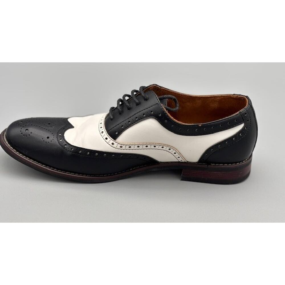 Mens sz. 8 Ferro Aldo Arthur Wingtip Oxford Black White Dress Shoes No Box - Picture 10 of 16